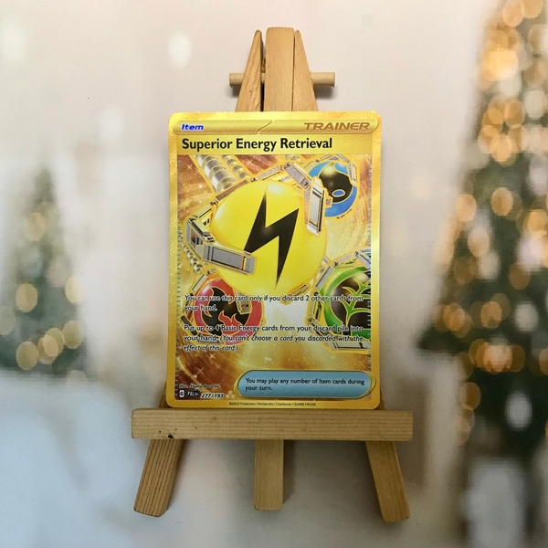 Thẻ hình Pokemon Superior Energy Retrieval 277/193 - Lá bài lẻ Paldea Evolved Gold Secret tiếng Anh chính hãng ảnh 2