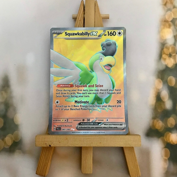 Thẻ hình Pokemon Squawkabilly ex 247/193 -Lá bài Scarlet&Violet Paldea Evolved Full Art Secret Rare tiếng Anh chính hãng
