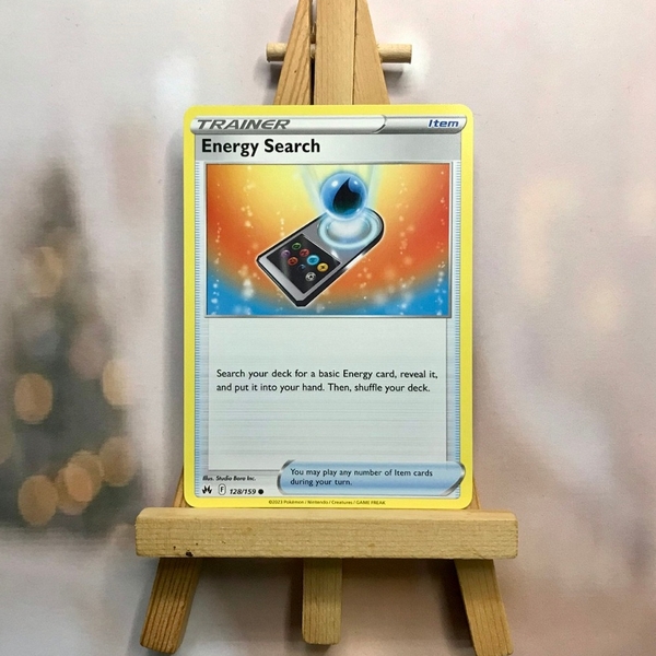 Thẻ hình Pokemon Energy Search 128/159 - Lá bài lẻ Crown Zenith Uncommon Reverse Holo tiếng Anh chính hãng ảnh 2