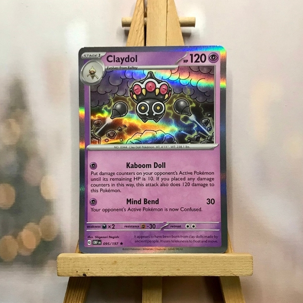 Thẻ hình Pokemon Claydol 095/197 - Lá bài lẻ Obsidian Flames Rare Reverse Holo tiếng Anh chính hãng ảnh 2