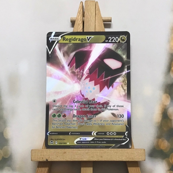 Thẻ hình Pokemon Regidrago V 135/195 - Lá bài lẻ Silver Tempest Ultra Rare tiếng Anh chính hãng ảnh 2
