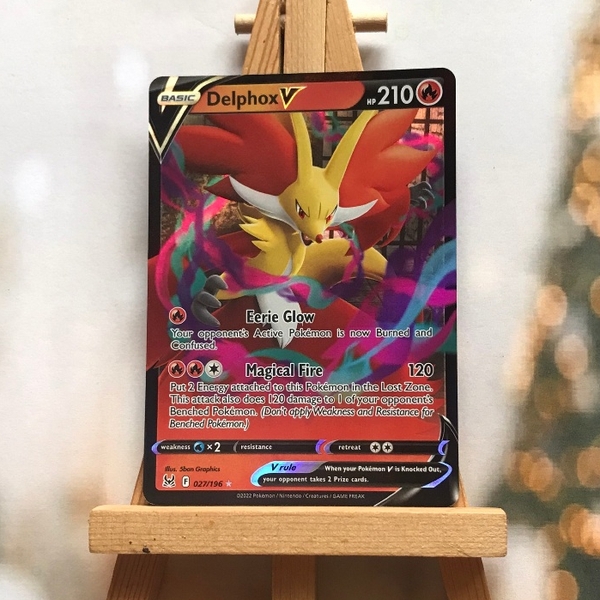 Thẻ hình Pokemon Delphox V 027/196  - Lá bài Lost Origin Ultra Rare tiếng Anh chính hãng ảnh 2