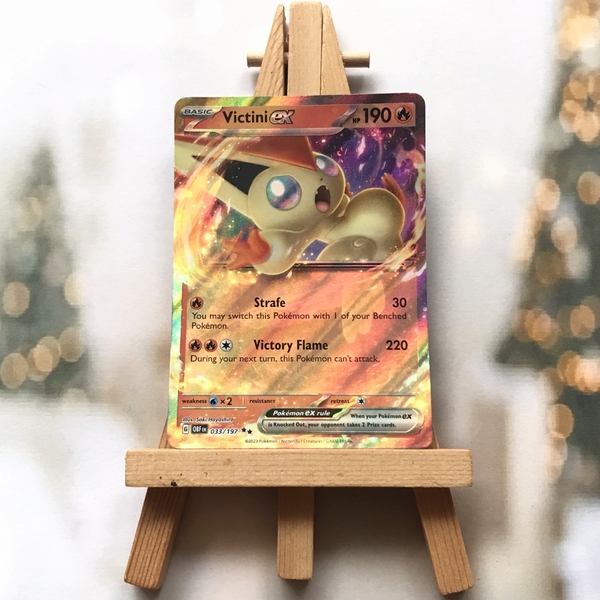Thẻ hình Pokemon Victini ex 033/197 - Lá bài Scarlet & Violet: Obsidian Flames Ultra Rare tiếng Anh chính hãng ảnh 3