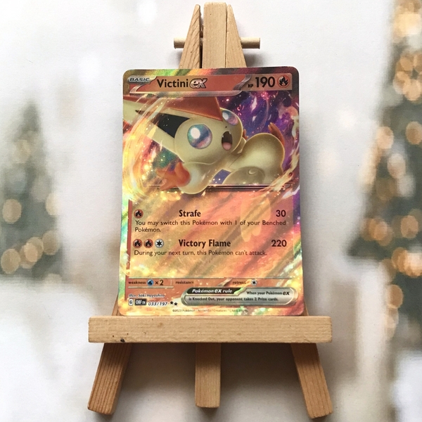 Thẻ hình Pokemon Victini ex 033/197 - Lá bài Scarlet & Violet: Obsidian Flames Ultra Rare tiếng Anh chính hãng ảnh 2
