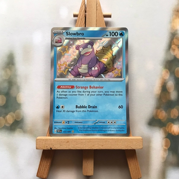 Thẻ hình Pokemon Slowbro 117/091 - Lá bài lẻ Paldean Fates Shiny Rare tiếng Anh chính hãng ảnh 2