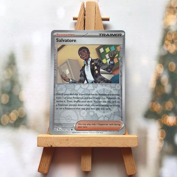Thẻ hình Pokemon Salvatore 160/162 - Lá bài Scarlet & Violet: Temporal Forces Uncommon Reverse Holo tiếng Anh chính hãng ảnh 2
