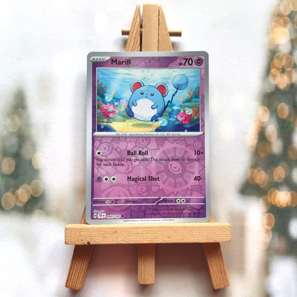 Thẻ hình Pokemon Marill 064/162 - Lá bài lẻ Temporal Forces Common Reverse Holo tiếng Anh chính hãng ảnh 2