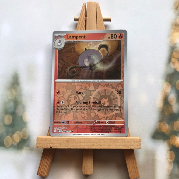 Thẻ hình Pokemon Lampent 037/197 - Lá bài lẻ Obsidian Flames Common Reverse Holo tiếng Anh chính hãng