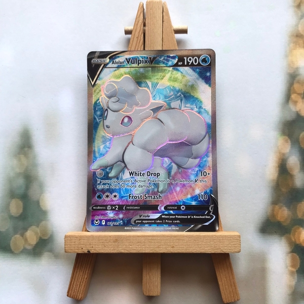 Thẻ hình Pokemon Alolan Vulpix V 173/195 - Lá bài lẻ Silver Tempest Full Art Ultra Rare tiếng Anh chính hãng