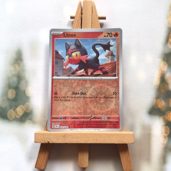 Thẻ hình Pokemon Litten 032/162 - Lá bài lẻ Temporal Forces Common Reverse Holo tiếng Anh chính hãng