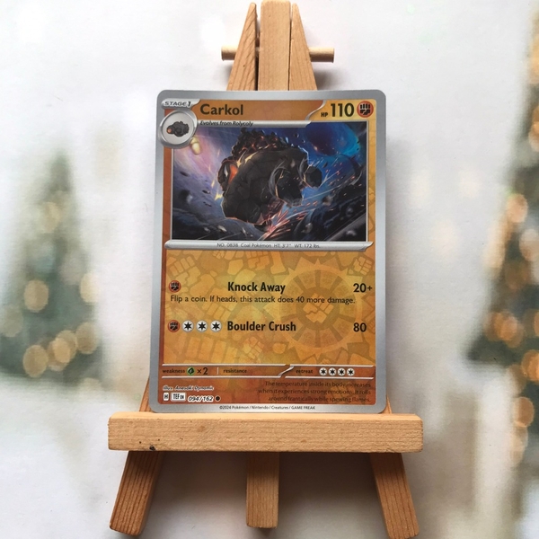 Thẻ hình Pokemon Carkol 094/162 - Lá bài lẻ Temporal Forces Common Reverse Holo tiếng Anh chính hãng