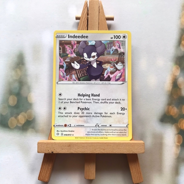 Thẻ hình Pokemon Indeedee 056/072 - Lá bài lẻ Shining Fates Holo Rare Reverse Holo tiếng Anh ảnh 2