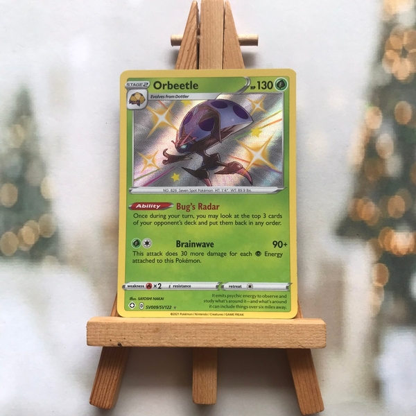 Thẻ hình Pokemon Orbeetle SV9/SV122 - Lá bài lẻ Shiny Rare tiếng Anh chính hãng