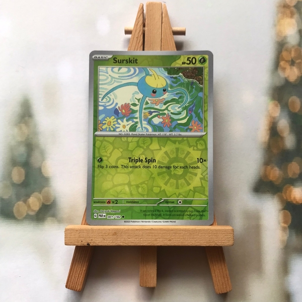 Thẻ hình Pokemon Surskit 001/182 - Lá bài lẻ Paradox Rift Common Reverse Holo tiếng Anh chính hãng