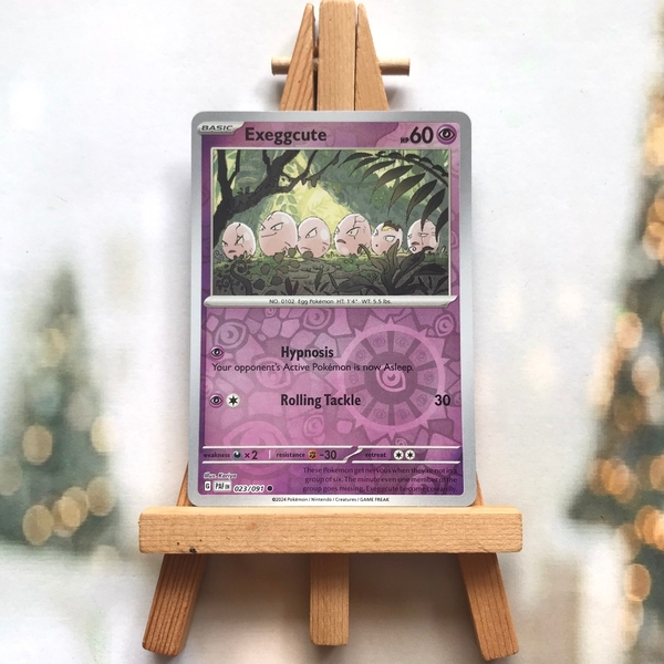 Thẻ hình Pokemon Exeggcute 023/091 - Lá bài lẻ Paldean Fates Common Reverse Holo tiếng Anh chính hãng