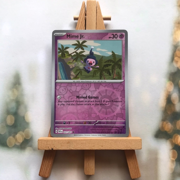 Thẻ hình Pokemon Mime Jr. - 031/091 - Lá bài lẻ Paldean Fates Common Reverse Holo tiếng Anh chính hãng