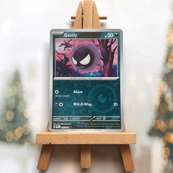 Thẻ hình Pokemon Gastly 055/091 - Lá bài lẻ Scarlet & Violet: Paldean Fates Common Reverse Holo tiếng Anh chính hãng ảnh 2