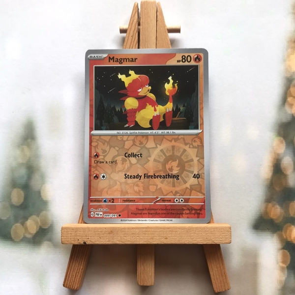 Thẻ hình Pokemon Magmar 009/091 - Lá bài lẻ Paldean Fates Common Reverse Holo tiếng Anh chính hãng