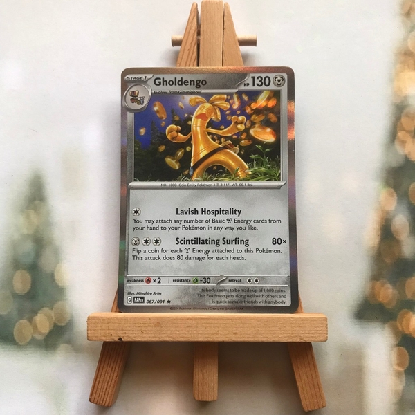 Thẻ hình Pokemon Gholdengo 067/091 - Lá bài lẻ Paldean Fates Holo Rare Reverse Holo tiếng Anh chính hãng ảnh 3