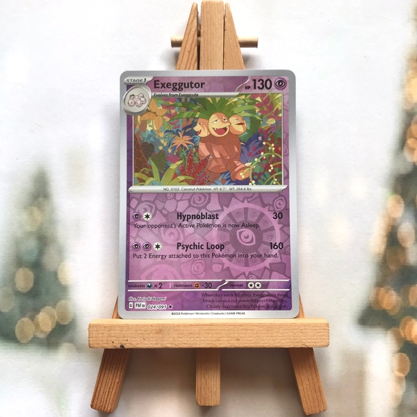 Thẻ hình Pokemon Exeggutor 024/091 - Lá bài lẻ Paldean Fates Holo Rare Reverse Holo tiếng Anh chính hãng