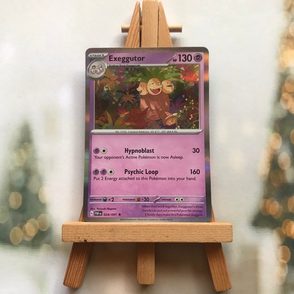 Thẻ hình Pokemon Exeggutor 024/091 - Lá bài lẻ Paldean Fates Holo Rare Reverse Holo tiếng Anh chính hãng ảnh 3