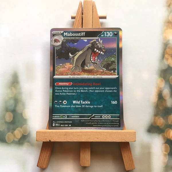Thẻ hình Pokemon Mabosstiff 063/091 - Lá bài lẻ Paldean Fates Holo Rare Reverse Holo tiếng Anh chính hãng