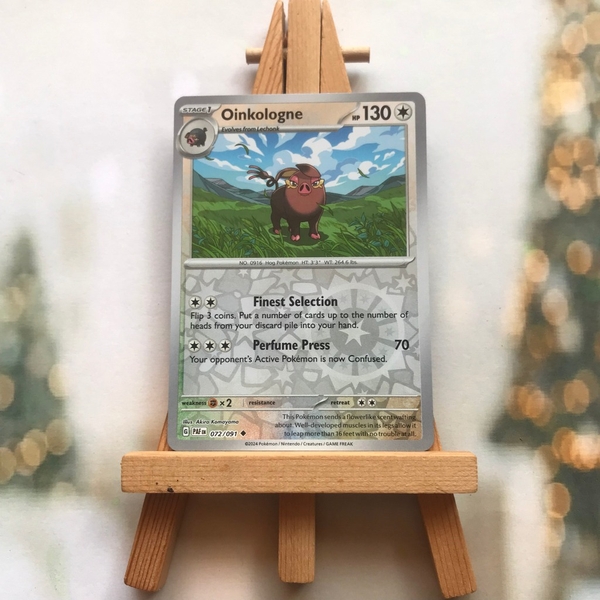 Thẻ hình Pokemon Oinkologne 072/091 - Lá bài lẻ Paldean Fates Uncommon Reverse Holo tiếng Anh chính hãng