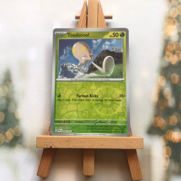Thẻ hình Pokemon Toedscool 004/091 - Lá bài lẻ Paldean Fates Common Reverse Holo tiếng Anh chính hãng