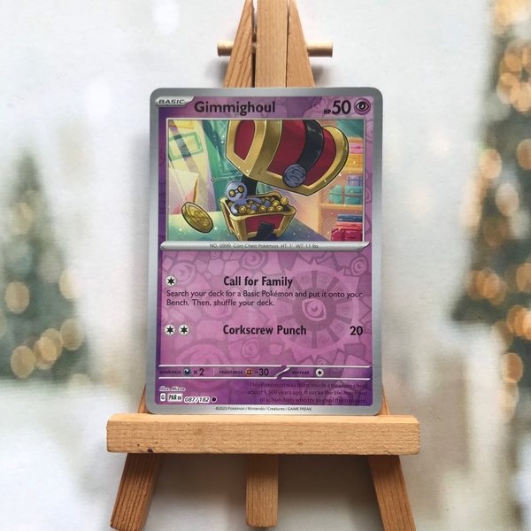 Thẻ hình Pokemon Gimmighoul 087/182 - Lá bài Scarlet & Violet: Paradox Rift Common Reverse Holo tiếng Anh chính hãng