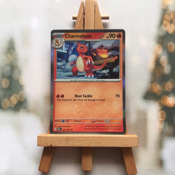 Thẻ hình Pokemon Charmeleon 027/197 - Lá bài lẻ Obsidian Flames Reverse Holo Promo tiếng Anh ảnh 4