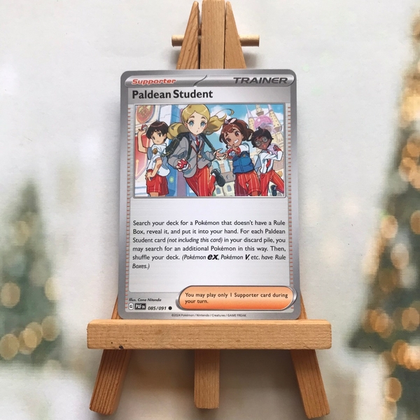 Thẻ hình Pokemon Paldean Student 085/091 - Lá bài lẻ Paldean Fates Common Reverse Holo tiếng Anh chính hãng ảnh 4