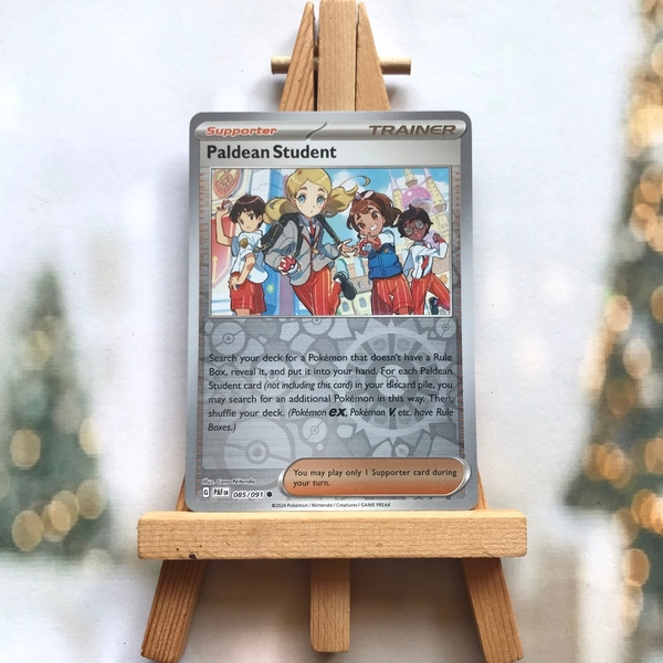 Thẻ hình Pokemon Paldean Student 085/091 - Lá bài lẻ Paldean Fates Common Reverse Holo tiếng Anh chính hãng ảnh 3