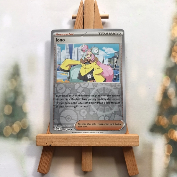 Thẻ hình Pokemon Iono 080/091 - Lá bài lẻ Paldean Fates Uncommon Reverse Holo tiếng Anh chính hãng ảnh 4
