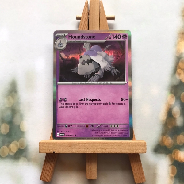 Thẻ hình Pokemon Houndstone 043/091 - Lá bài lẻ Paldean Fates Holo Rare Reverse Holo tiếng Anh chính hãng ảnh 3