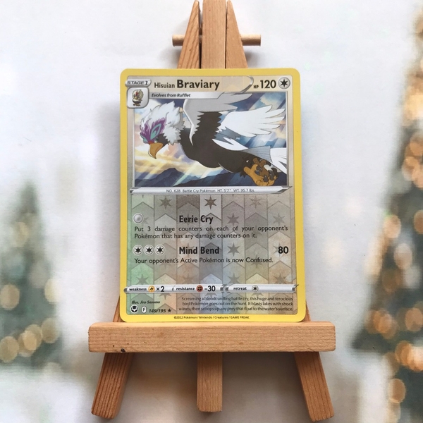 Thẻ hình Pokemon Hisuian Braviary 149/195 - Lá bài Silver Tempest Rare Reverse Holo tiếng Anh ảnh 2