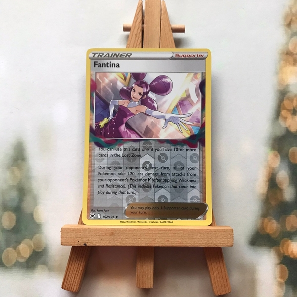 Thẻ hình Pokemon Fantina 157/196 - Lá bài Sword & Shield: Lost Origin Uncommon Reverse Holo tiếng Anh chính hãng ảnh 2