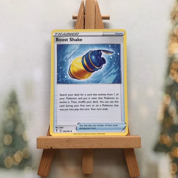 Thẻ hình Pokemon Boost Shake 142/203 - Lá bài lẻ Evolving Skies Uncommon Reverse Holo tiếng Anh chính hãng ảnh 2