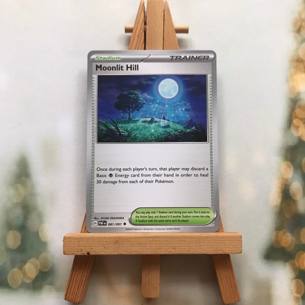 Thẻ hình Pokemon Moonlit Hill 081/091 - Lá bài lẻ Paldean Fates Uncommon Reverse Holo tiếng Anh chính hãng ảnh 5