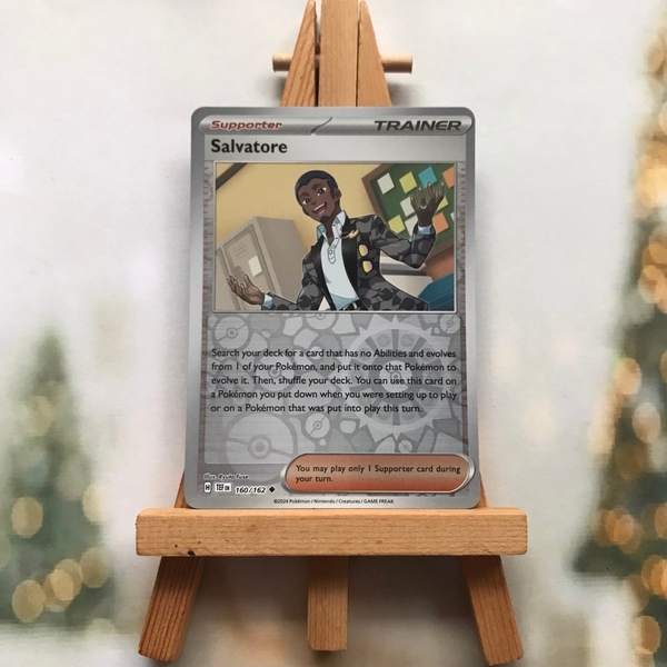 Thẻ hình Pokemon Salvatore 160/162 - Lá bài Scarlet & Violet: Temporal Forces Uncommon Reverse Holo tiếng Anh chính hãng ảnh 6