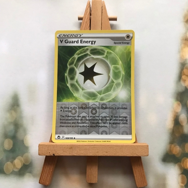 Thẻ hình Pokemon V Guard Energy 169/195 - Lá bài lẻ Silver Tempest Uncommon Reverse Holo tiếng Anh chính hãng ảnh 2