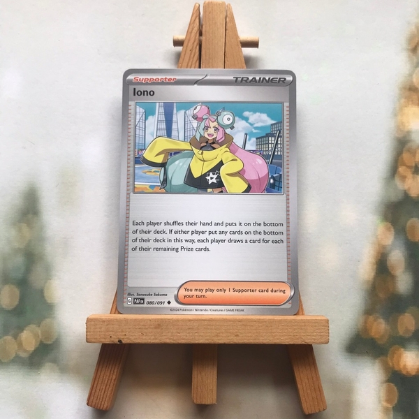 Thẻ hình Pokemon Iono 080/091 - Lá bài lẻ Paldean Fates Uncommon Reverse Holo tiếng Anh chính hãng ảnh 5