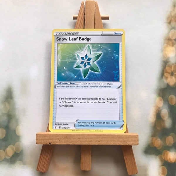 Thẻ hình Pokemon Snow Leaf Badge 159/203 - Lá bài lẻ Evolving Skies Uncommon Reverse Holo tiếng Anh chính hãng