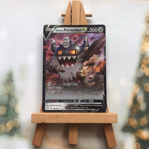Thẻ hình Pokemon Galarian Perrserker V 129/196 - Lá bài Lost Origin Ultra Rare tiếng Anh chính hãng