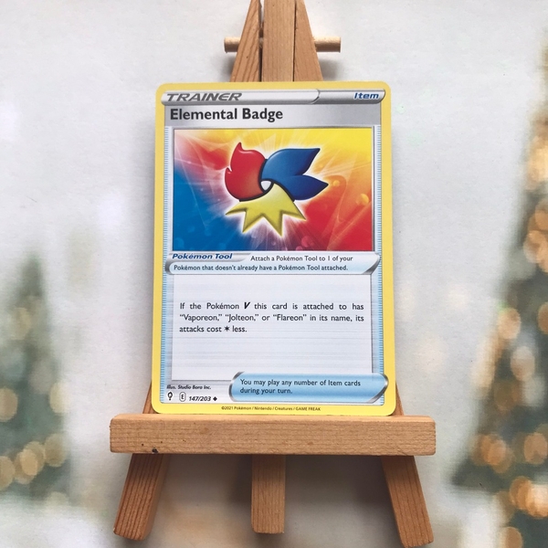 Thẻ hình Pokemon Elemental Badge 147/203 - Lá bài lẻ Evolving Skies Uncommon Reverse Holo tiếng Anh chính hãng