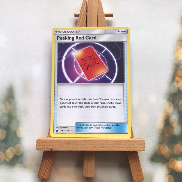 Thẻ hình Pokemon Peeking Red Card 97/111 - Lá bài lẻ Sun & Moon: Crimson Invasion Uncommon tiếng Anh chính hãng