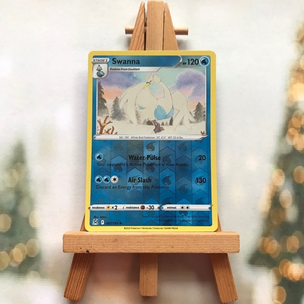 Thẻ hình Pokemon Swanna 047/196 - Lá bài lẻ Sword & Shield: Lost Origin Uncommon Reverse Holo tiếng Anh chính hãng ảnh 2