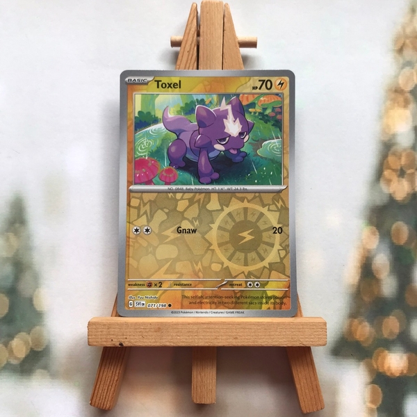 Thẻ hình Pokemon Toxel 071/198 - Lá bài lẻ Scarlet & Violet Base Set Common Reverse Holo tiếng Anh chính hãng ảnh 2