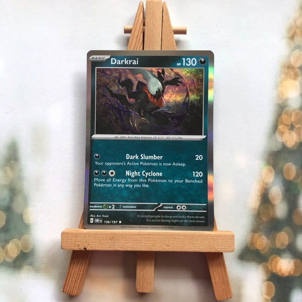 Thẻ hình Pokemon Darkrai 136/197 - Lá bài lẻ Obsidian Flames Rare Reverse Holo tiếng Anh chính hãng ảnh 3