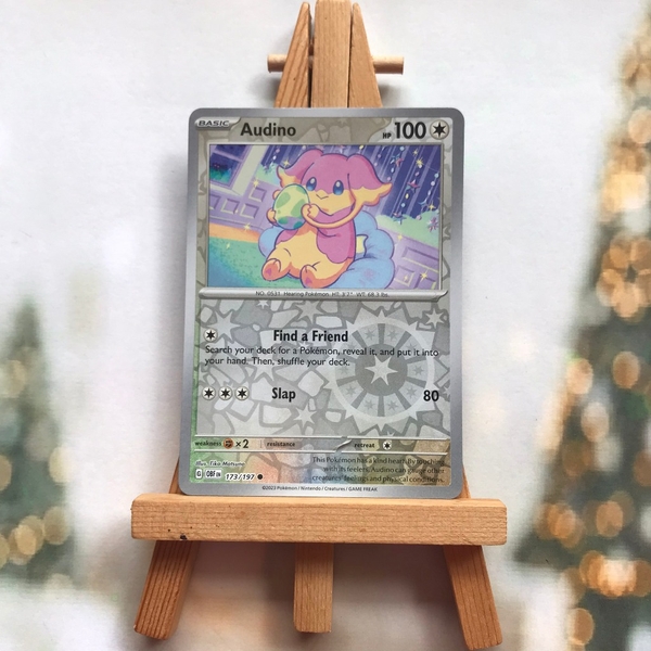 Thẻ hình Pokemon Audino 173/197 - Lá bài lẻ Obsidian Flames Reverse Holo tiếng Anh chính hãng