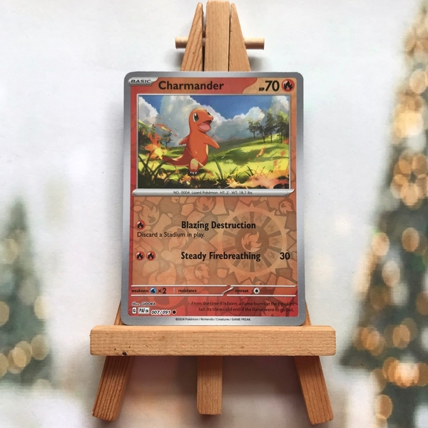 Thẻ hình Pokemon Charmander 007/091 - Lá bài lẻ Scarlet & Violet: Paldean Fates Common Reverse Holo tiếng Anh chính hãng